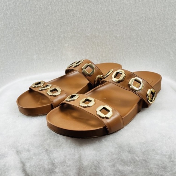 Larroudé Slide In Caramel Leather Size 9 NWOB Handmade in Brazil - Picture 4 of 11